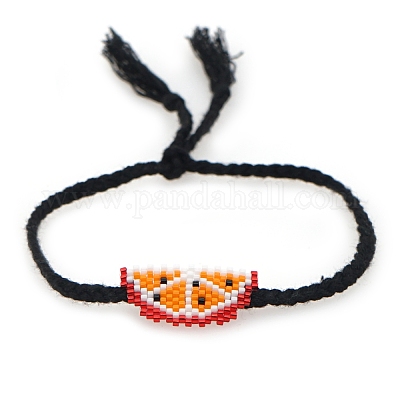 Арбузный браслет из стеклянных косточек BJEW-P269-16-1