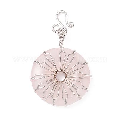 Естественно розового кварца большие кулоны G-P459-01P-G-1