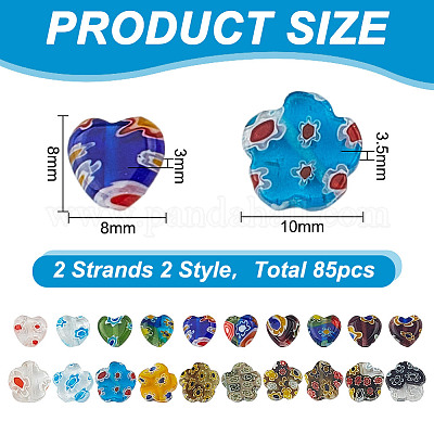 2 нить 2 нити бусин ручной работы миллефиори лэмпворк LAMP-GO0001-11-1