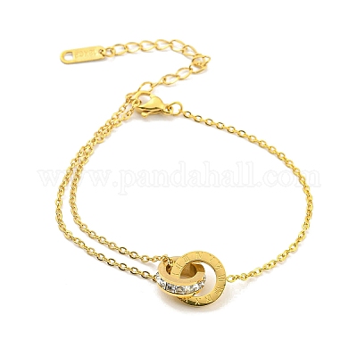 Переплетенные кольца со стразами и кристаллами BJEW-D030-15G-1