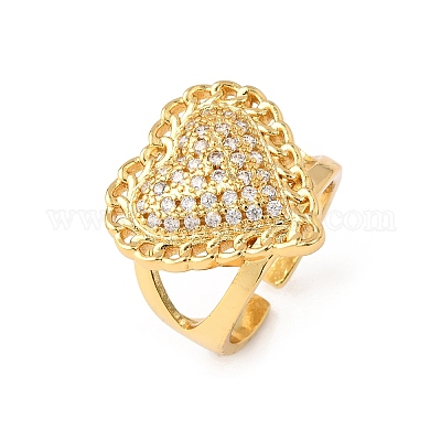 Регулируемые латунные кольца-манжеты с микропаве из кубического циркония для женщин RJEW-B139-08G-01-1