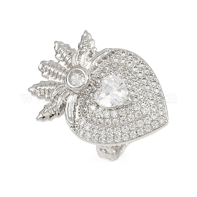 Латунные кольца из манжеты с прозрачным цирконием RJEW-P155-04A-P-1