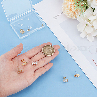 3 пара 3 стилей латунных сережек-гвоздиков с кубическим цирконием EJEW-DR0001-01-1