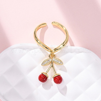 Открытые манжеты из латуни с микропаве и цирконием для женщин RJEW-U057-18G-01-1