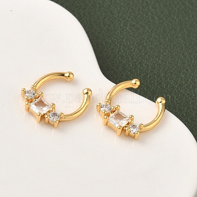 Латунные кольца для носа с круглыми/подковообразными штангами из прозрачного кубического циркония EJEW-D337-18A-G-1
