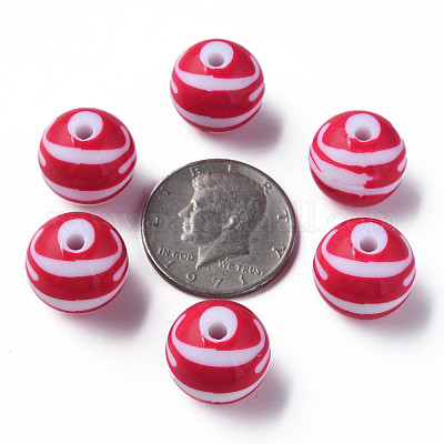 Непрозрачные полосатые акриловые бусины MACR-S373-27B-03-1