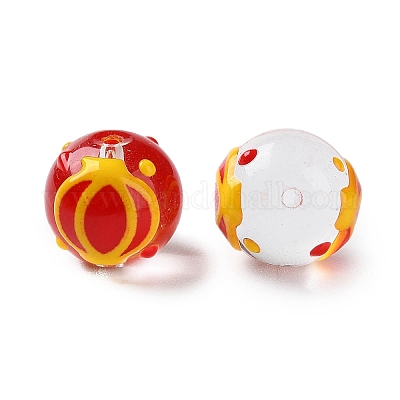 Прозрачные стеклянные эмалированные бусины в китайском стиле GLAA-G107-05D-1