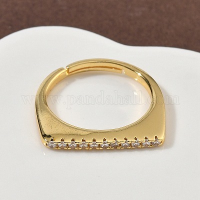 Латунные микро проложить пальцев кольца кубического циркония RJEW-H258-04G-1