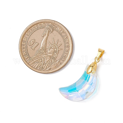 Цвет AB покрытием стеклянные подвески PALLOY-JF04595-01-1