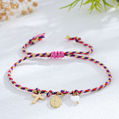 Браслеты с подвесками из латуни и натуральных ракушек KR4902-17-1