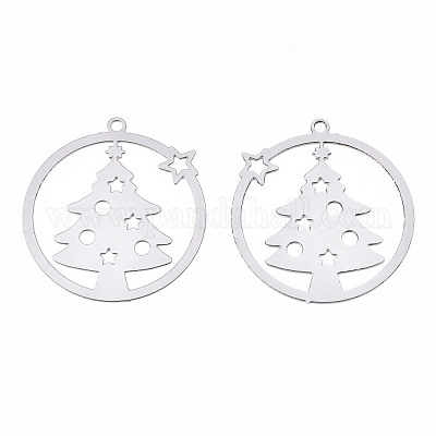 Не тускнеющие рождественские филигранные подвески из нержавеющей стали 201 STAS-S118-003P-1