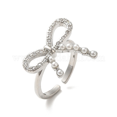 Открытые манжеты из латуни с микропаве и цирконием для женщин RJEW-M169-01P-1