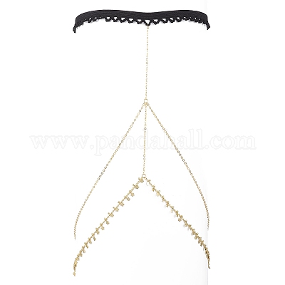 Латунные двухслойные звездообразные кисточки цепи для бедер и ног&nbsp;AJEW-AN00639-1