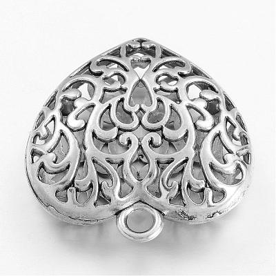 Полые тибетском стиле сплава сердца подвески TIBEP-S095-AS-NR-1