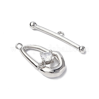 Латунные застежки-тоггл из прозрачного кубического циркония KK-P223-45P-1