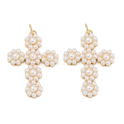 Подвески из латуни и АБС-пластика с жемчугом KK-U058-10G-1