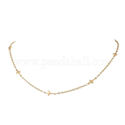 Ожерелья из нержавеющей стали 304 с крестообразными цепочками NJEW-JN05443-1