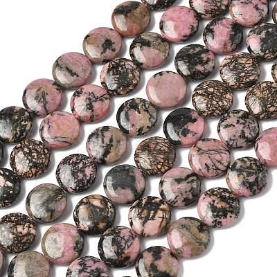 Естественные плоские круглые пряди родонит бусы G-L246-10-1