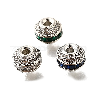 Круглые латунные микро проложить кубического циркония бусы KK-L230-11P-01-1