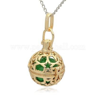 Золотой тон латунь полые круглые подвески KK-J226-10G-1