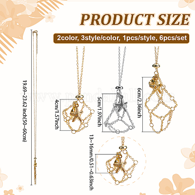 6 шт. 6 стиля латунный мешочек-макраме подвеска слайдер ожерелье изготовление NJEW-PH01578-1