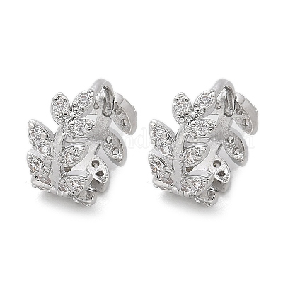 Серьги-кольца из латуни с прозрачным фианитом EJEW-Q014-01P-1