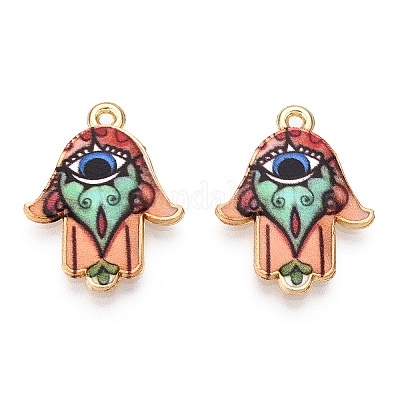 Подвески из сплава светлого золота с принтом ENAM-N056-206A-1