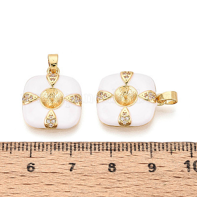 Латунный микро-паве кубический кубик циркония жемчужина KK-T079-07G-1