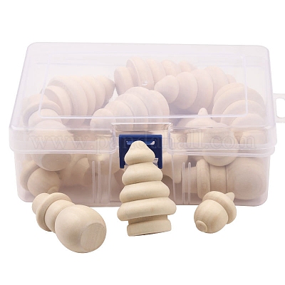 Рождественские незавершенные деревянные пустые наборы елки/снеговика/желудей PW-WGB1663-01-1