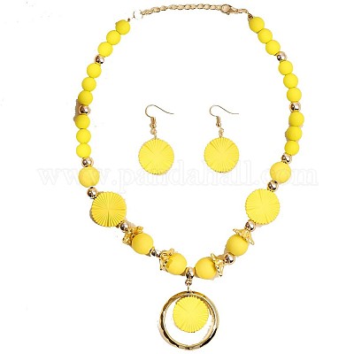 Комплекты из плоских круглых акриловых подвесок и серег-подвесок FS-WGD2FC2-01-1