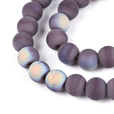 Нити из матовых непрозрачных стеклянных бусин GLAA-T032-P6mm-MBB15-1