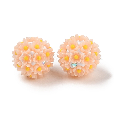 Бусины ручной работы из светящейся полимерной глины со стразами CLAY-H003-04F-1