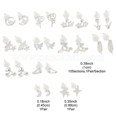 12 пара сережек-гвоздиков из сплава 12 стилей EJEW-FS0001-29-1