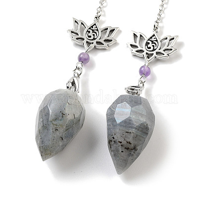 Биолокационные маятники из натурального лабрадорита в виде каплевидной формы G-K338-11P-06-1