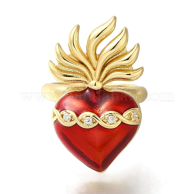 Покрытие стойки латунные прозрачные кольца с фианитом открытые манжеты RJEW-S411-01G-04-1