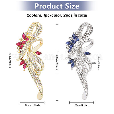 2 шт. 2 цвета цветочные сплавы стразы пряжки для шарфа зажимы для женщин JEWB-FH0001-52-1