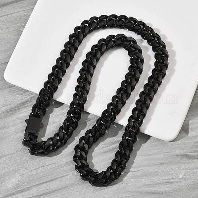 Ожерелья из кубинской цепочки из нержавеющей стали 201 толщиной 12 мм для женщин и мужчин NJEW-F360-01EB-1