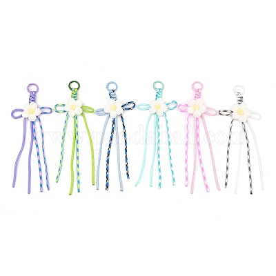 6 шт. подвеска с бусинами из хлопкового трикотажа ручной работы HJEW-JM04417-1