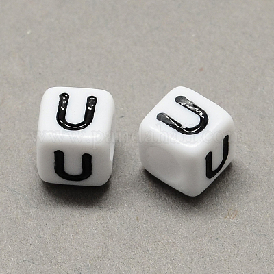 Большой дыра акрил письмо европейский бисер SACR-Q103-7mm-01U-1