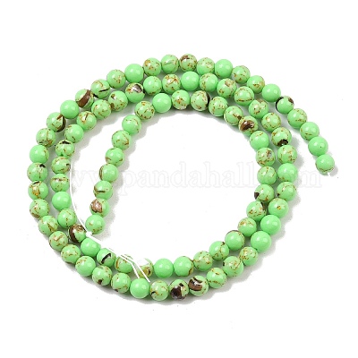 Морские раковины и синтетические бирюзовые нити из бисера в сборе G-G758-02-4mm-1