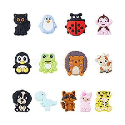 13шт 13 стильных силиконовых фокусных бусин ainmals&nbsp;SIL-DC0001-40-1