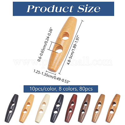 80 шт. 8-х цветные пуговицы из натурального дерева FIND-NB0005-03D-1