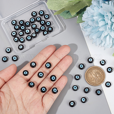 1 нить бусины лэмпворк ручной работы от сглаза LAMP-NB0001-86A-1