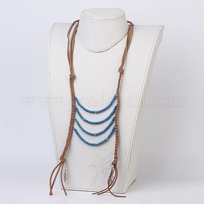 Натуральные и синтетические смешанные камни многоуровневые ожерелья NJEW-JN02124-1