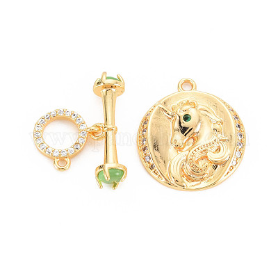 Реечное покрытие латунь микро паве прозрачный кубический цирконий застежки-тоггл KK-N233-183-1