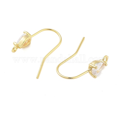 Фурнитура для сережек из латуни с микропаве из кубического циркония EJEW-B063-05G-04-1