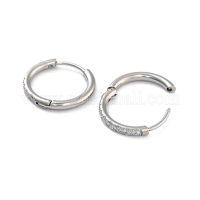 316 хирургическая нержавеющая сталь паве прозрачные кубические цирконии серьги-кольца женские EJEW-A109-01C-P-1
