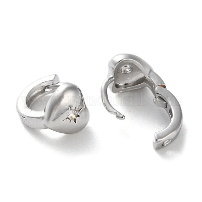 Латунные серьги-кольца из прозрачного кубического циркония EJEW-C121-12P-1