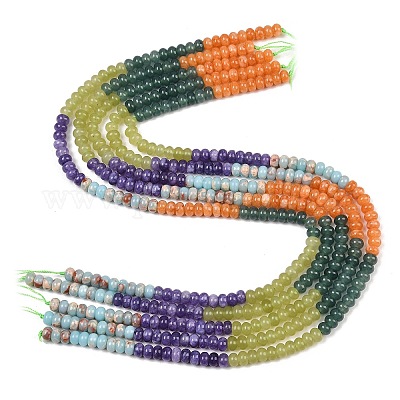 Нити из окрашенного натурального белого нефрита и синтетического камня шоушань&nbsp;G-Z135-C12-1