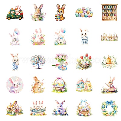 Пасхальный кролик бумажная наклейка STIC-C013-05-1